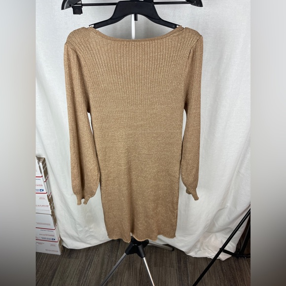 Blue Orchid Gold Ribbed Blouson Long Sleeve Dress Size Large NWT - Picture 6 of 10